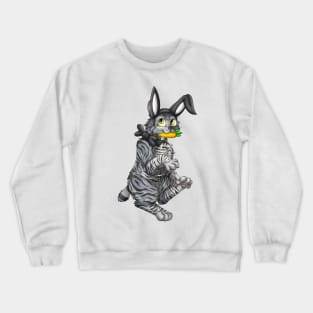 Bobtail BunnyCat: Grey Tabby (Black) Crewneck Sweatshirt